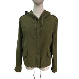 Brandy Melville Olive Green Utility Jacket Hoodie One Size Minimalist Layer Y2K